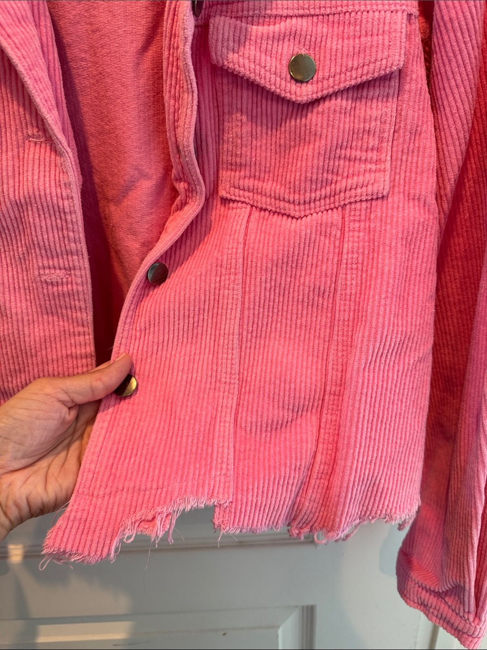 VICI Pink Corduroy Cropped Trucker Jacket - Picture 4 of 7